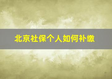 北京社保个人如何补缴