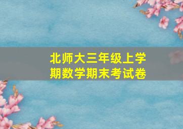 北师大三年级上学期数学期末考试卷