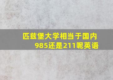 匹兹堡大学相当于国内985还是211呢英语