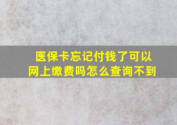 医保卡忘记付钱了可以网上缴费吗怎么查询不到