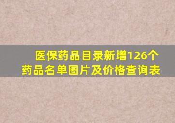 医保药品目录新增126个药品名单图片及价格查询表