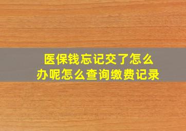 医保钱忘记交了怎么办呢怎么查询缴费记录