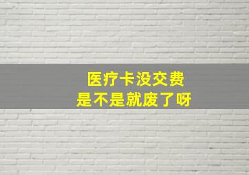 医疗卡没交费是不是就废了呀