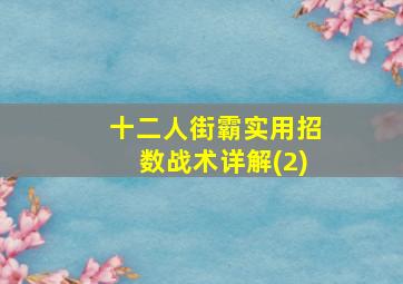 十二人街霸实用招数战术详解(2)