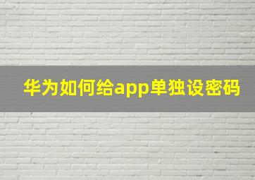 华为如何给app单独设密码