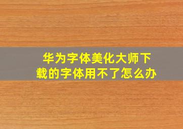 华为字体美化大师下载的字体用不了怎么办