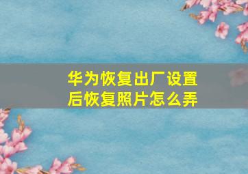 华为恢复出厂设置后恢复照片怎么弄