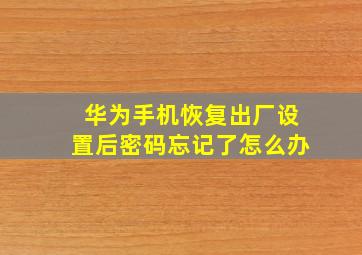 华为手机恢复出厂设置后密码忘记了怎么办