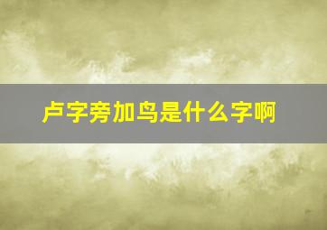 卢字旁加鸟是什么字啊