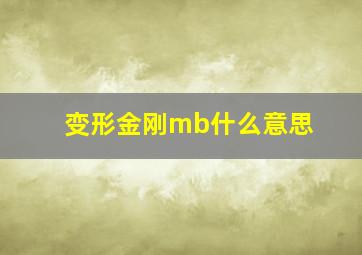 变形金刚mb什么意思