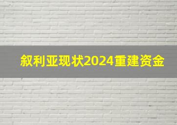 叙利亚现状2024重建资金