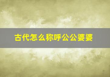 古代怎么称呼公公婆婆