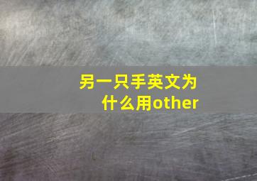 另一只手英文为什么用other