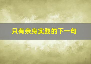 只有亲身实践的下一句