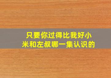 只要你过得比我好小米和左叔哪一集认识的