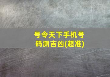 号令天下手机号码测吉凶(超准)