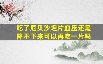 吃了厄贝沙坦片血压还是降不下来可以再吃一片吗