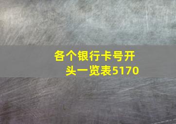 各个银行卡号开头一览表5170