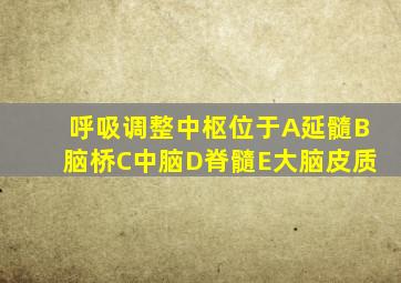 呼吸调整中枢位于A延髓B脑桥C中脑D脊髓E大脑皮质