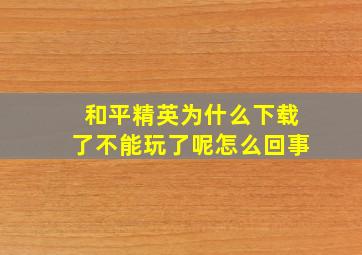 和平精英为什么下载了不能玩了呢怎么回事