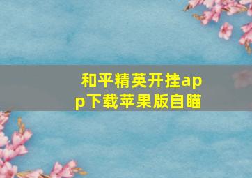 和平精英开挂app下载苹果版自瞄