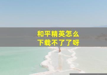 和平精英怎么下载不了了呀