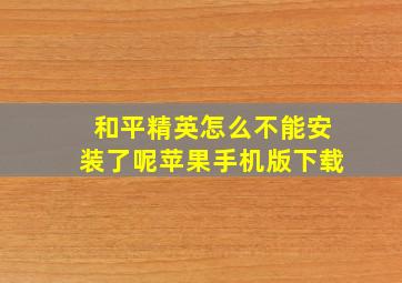 和平精英怎么不能安装了呢苹果手机版下载