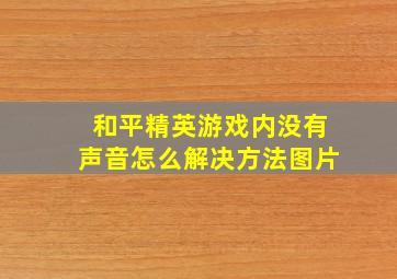 和平精英游戏内没有声音怎么解决方法图片