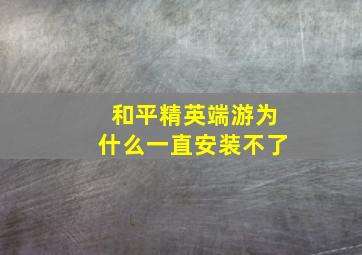 和平精英端游为什么一直安装不了