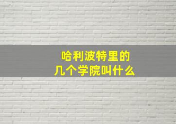 哈利波特里的几个学院叫什么