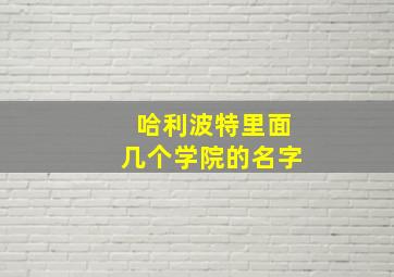 哈利波特里面几个学院的名字