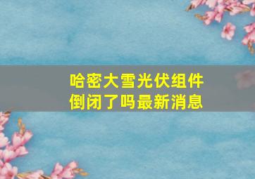 哈密大雪光伏组件倒闭了吗最新消息