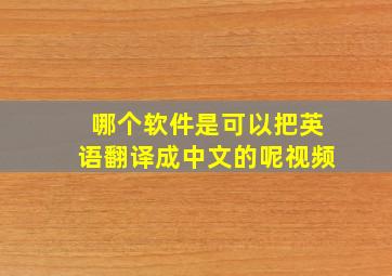 哪个软件是可以把英语翻译成中文的呢视频