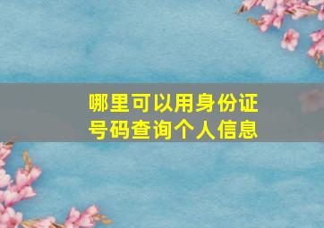 哪里可以用身份证号码查询个人信息