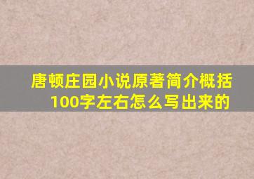 唐顿庄园小说原著简介概括100字左右怎么写出来的