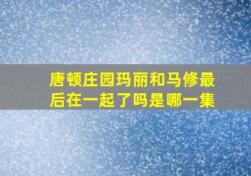 唐顿庄园玛丽和马修最后在一起了吗是哪一集