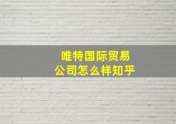 唯特国际贸易公司怎么样知乎