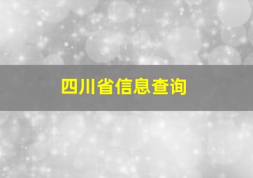 四川省信息查询