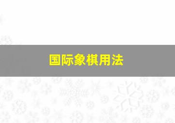 国际象棋用法