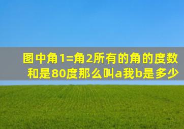 图中角1=角2所有的角的度数和是80度那么叫a我b是多少