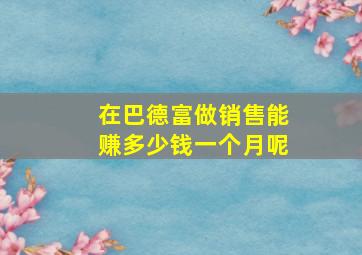 在巴德富做销售能赚多少钱一个月呢