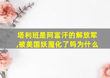 塔利班是阿富汗的解放军,被美国妖魔化了吗为什么