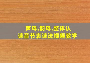 声母,韵母,整体认读音节表读法视频教学