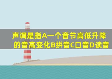 声调是指A一个音节高低升降的音高变化B拼音C口音D读音