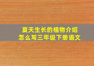 夏天生长的植物介绍怎么写三年级下册语文