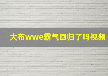 大布wwe霸气回归了吗视频