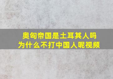 奥匈帝国是土耳其人吗为什么不打中国人呢视频