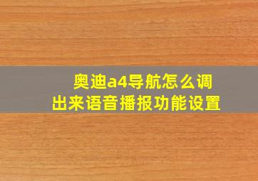 奥迪a4导航怎么调出来语音播报功能设置