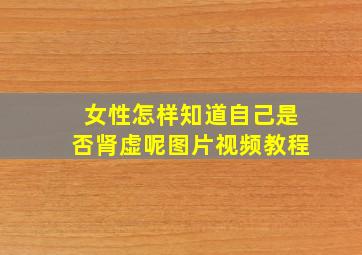 女性怎样知道自己是否肾虚呢图片视频教程