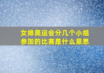 女排奥运会分几个小组参加的比赛是什么意思